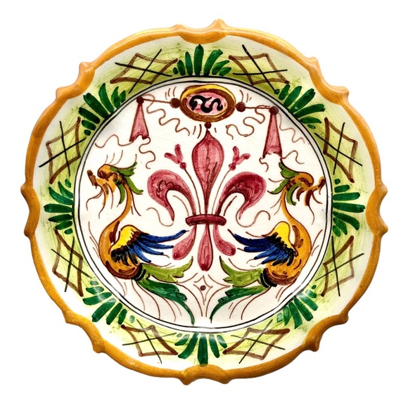 Antique Italian Majolica Wall Plates Renaissance Raffaellesco Dragons Italy 3pcs - Picture 6 of 14